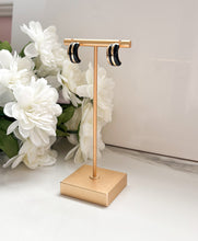 Load image into Gallery viewer, Black + Gold hoops

