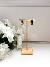 Load image into Gallery viewer, Black + Gold hoops
